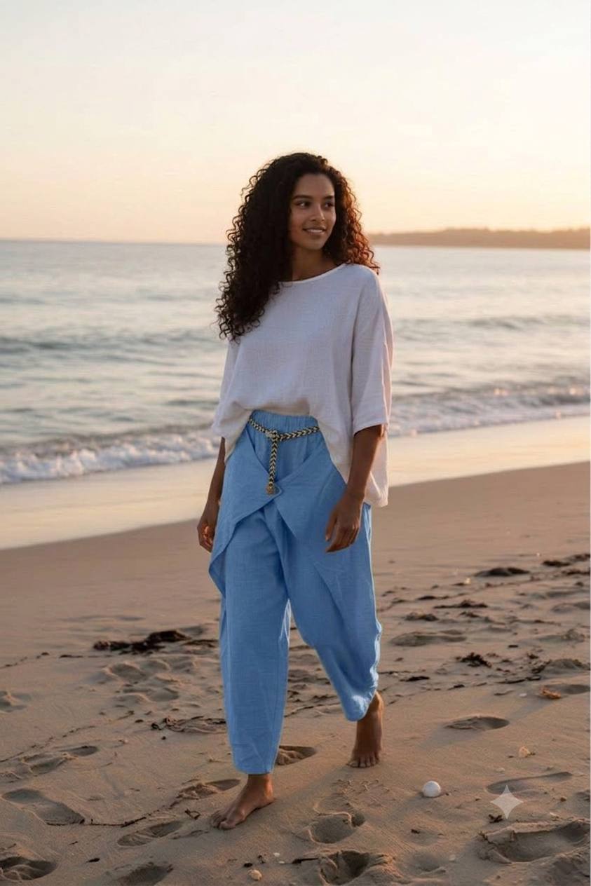 Pantaloni largi din in 100% Ines
