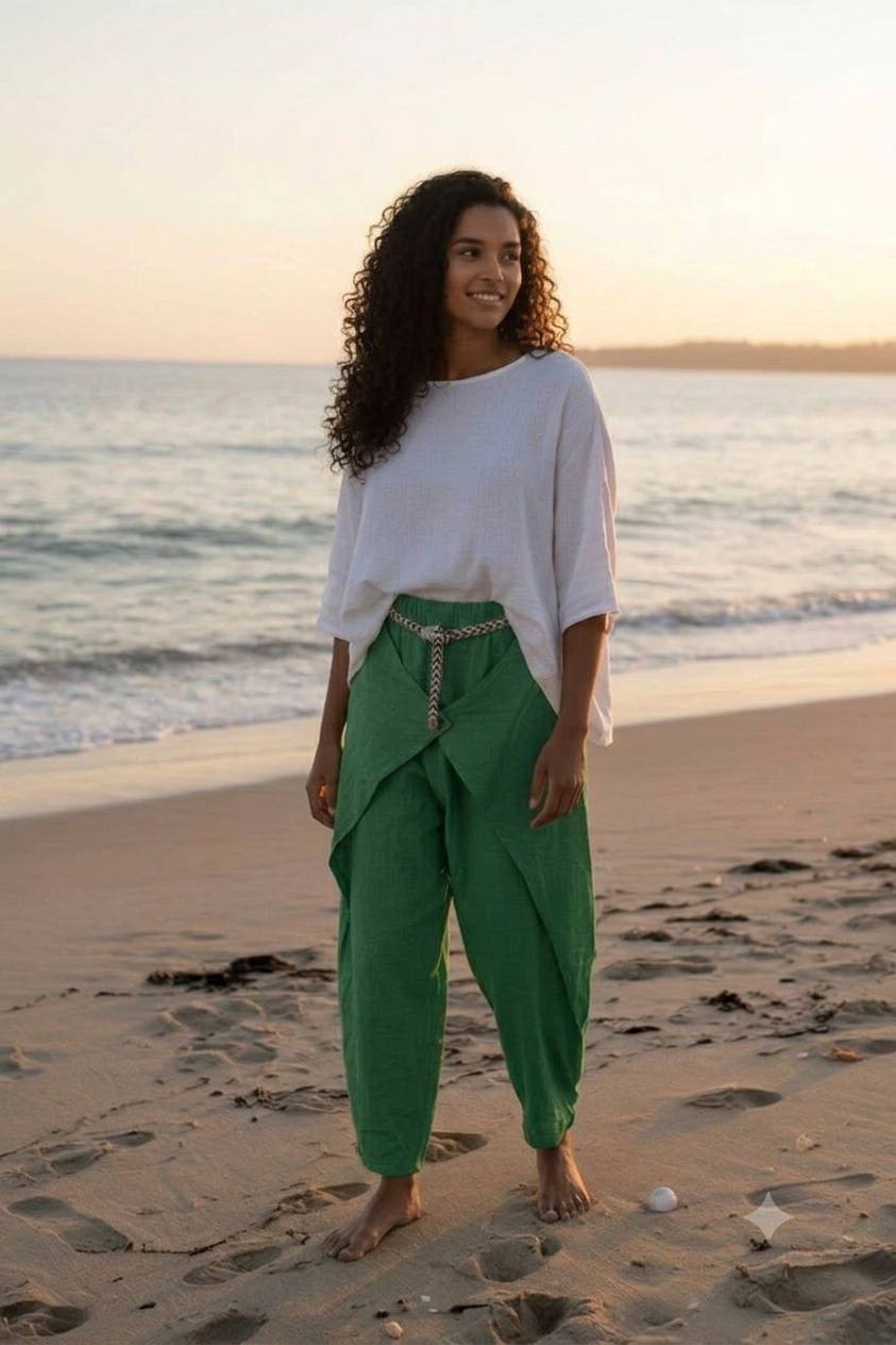 Pantaloni largi din in 100% Ines