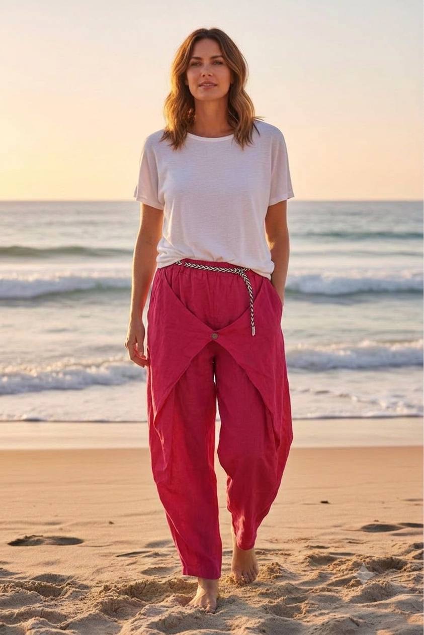 Pantaloni largi din in 100% Ines