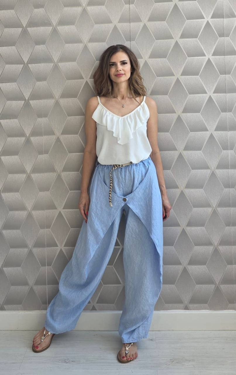 Pantaloni largi din in 100% Ines