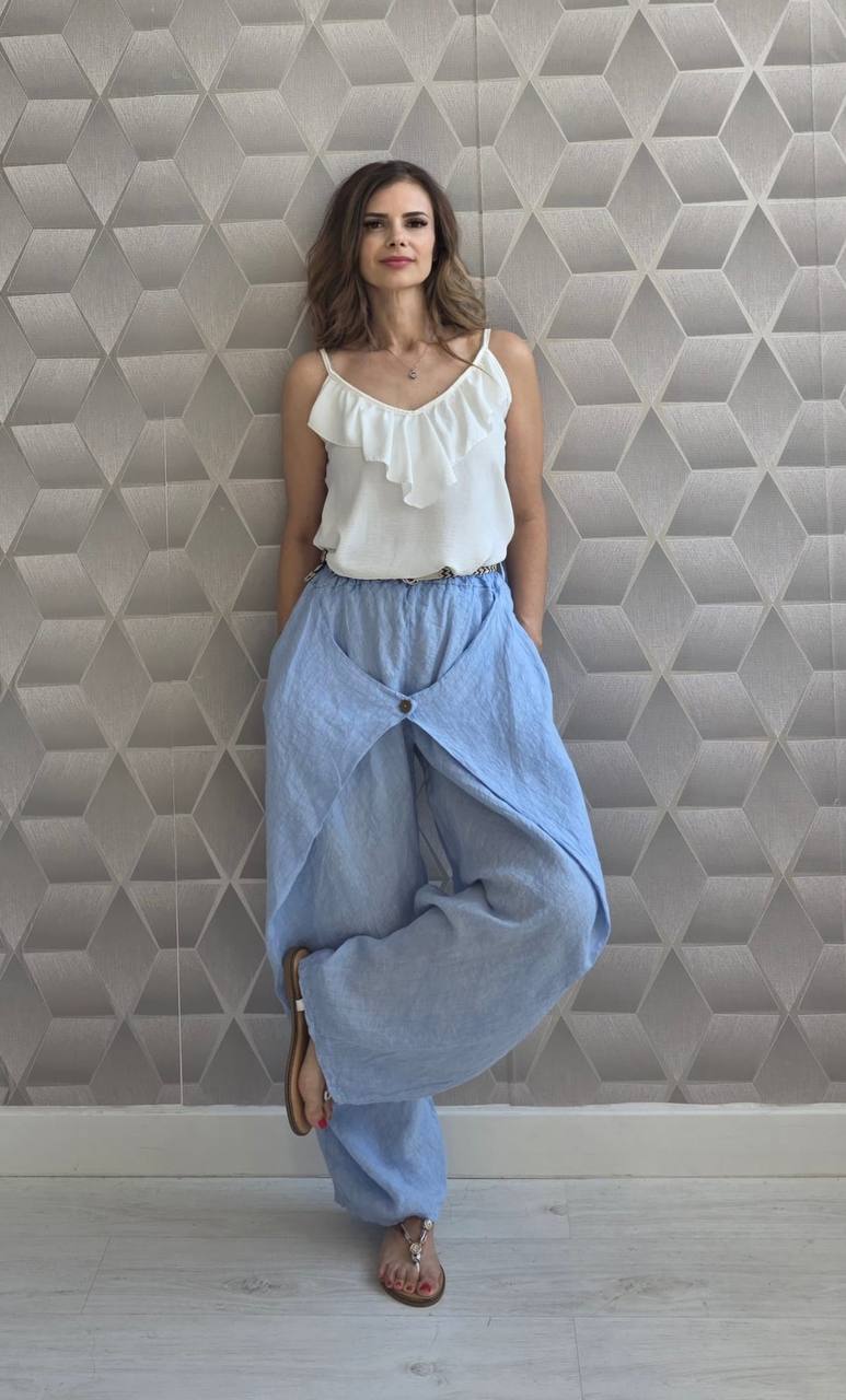 Pantaloni largi din in 100% Ines