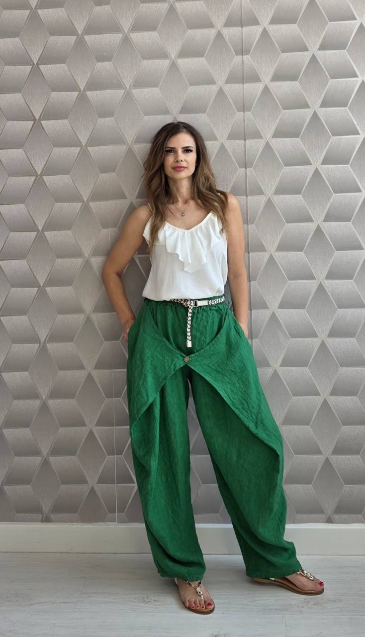 Pantaloni largi din in 100% Ines