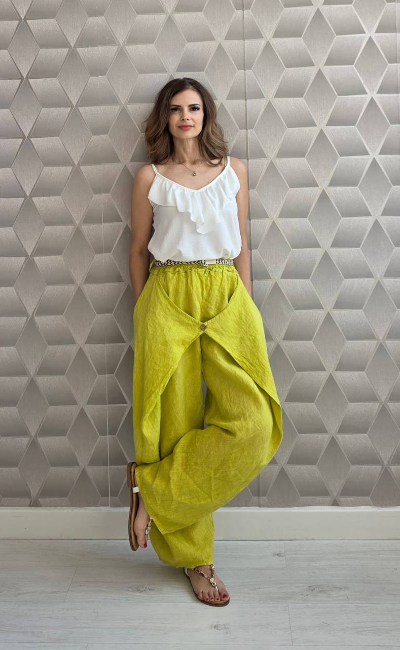 Pantaloni largi din in 100% Ines