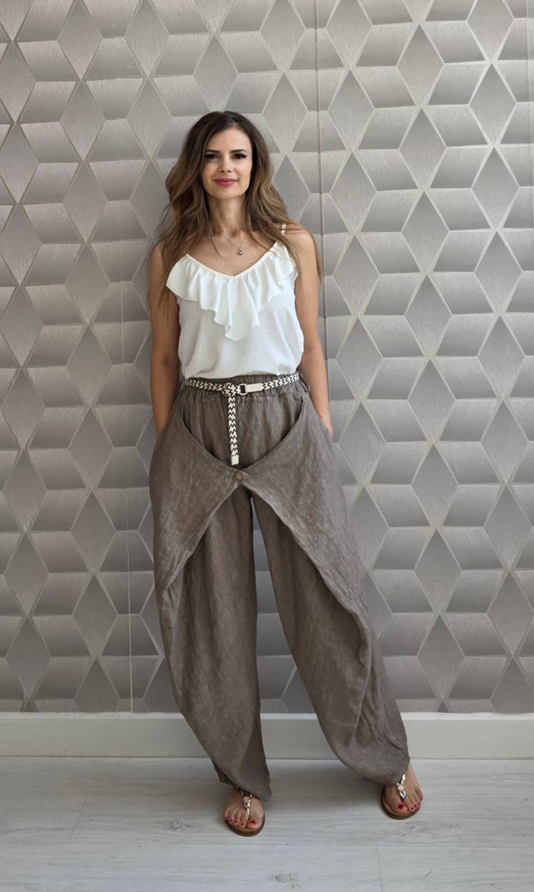 Pantaloni largi din in 100% Ines