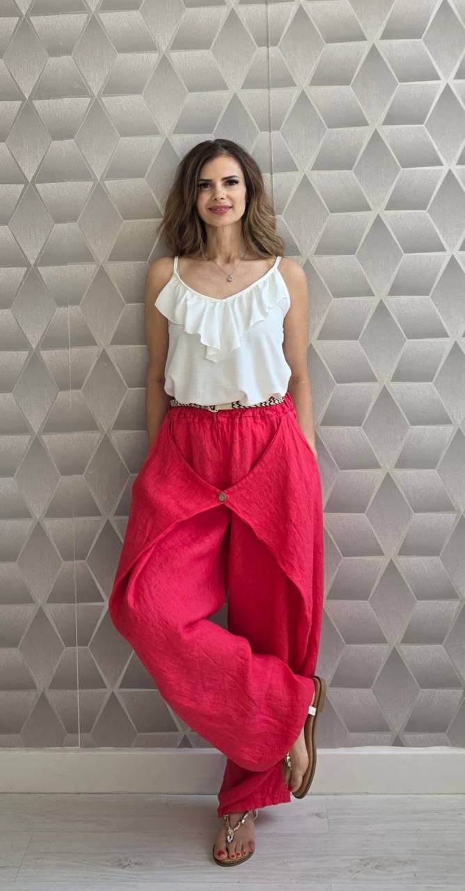 Pantaloni largi din in 100% Ines