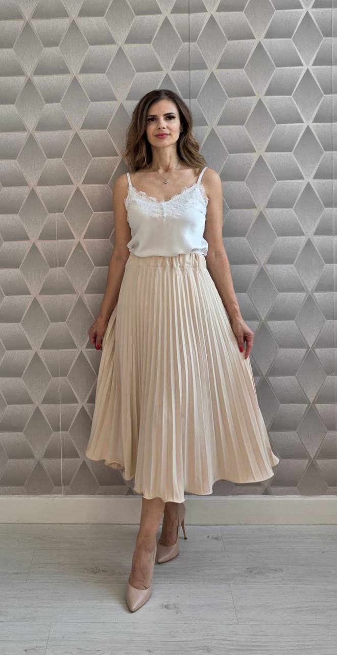 Fusta plisata satinata Ingrid