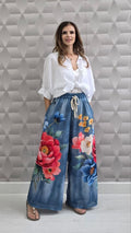 Pantaloni cu imprimeuri florale