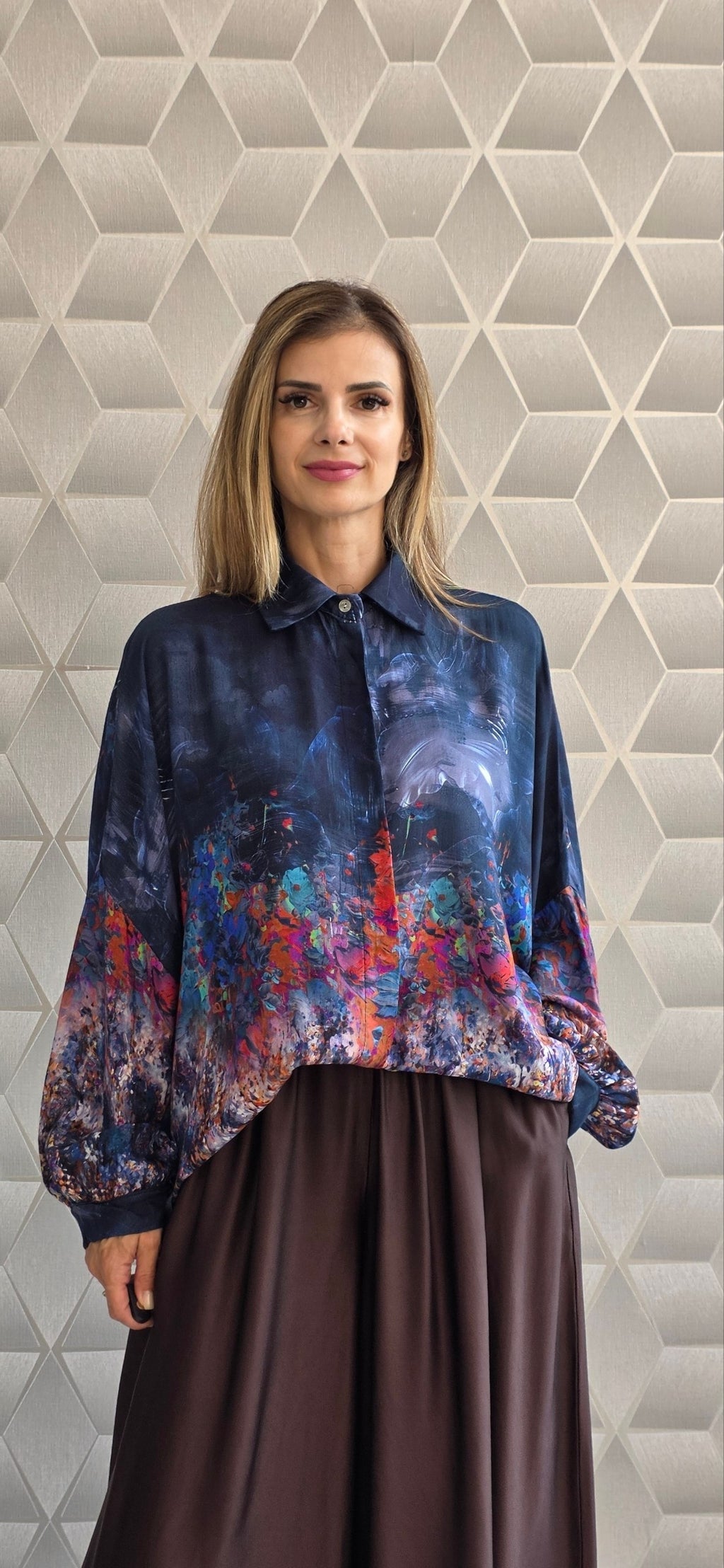 Bluza din matase si vascoza Hanna