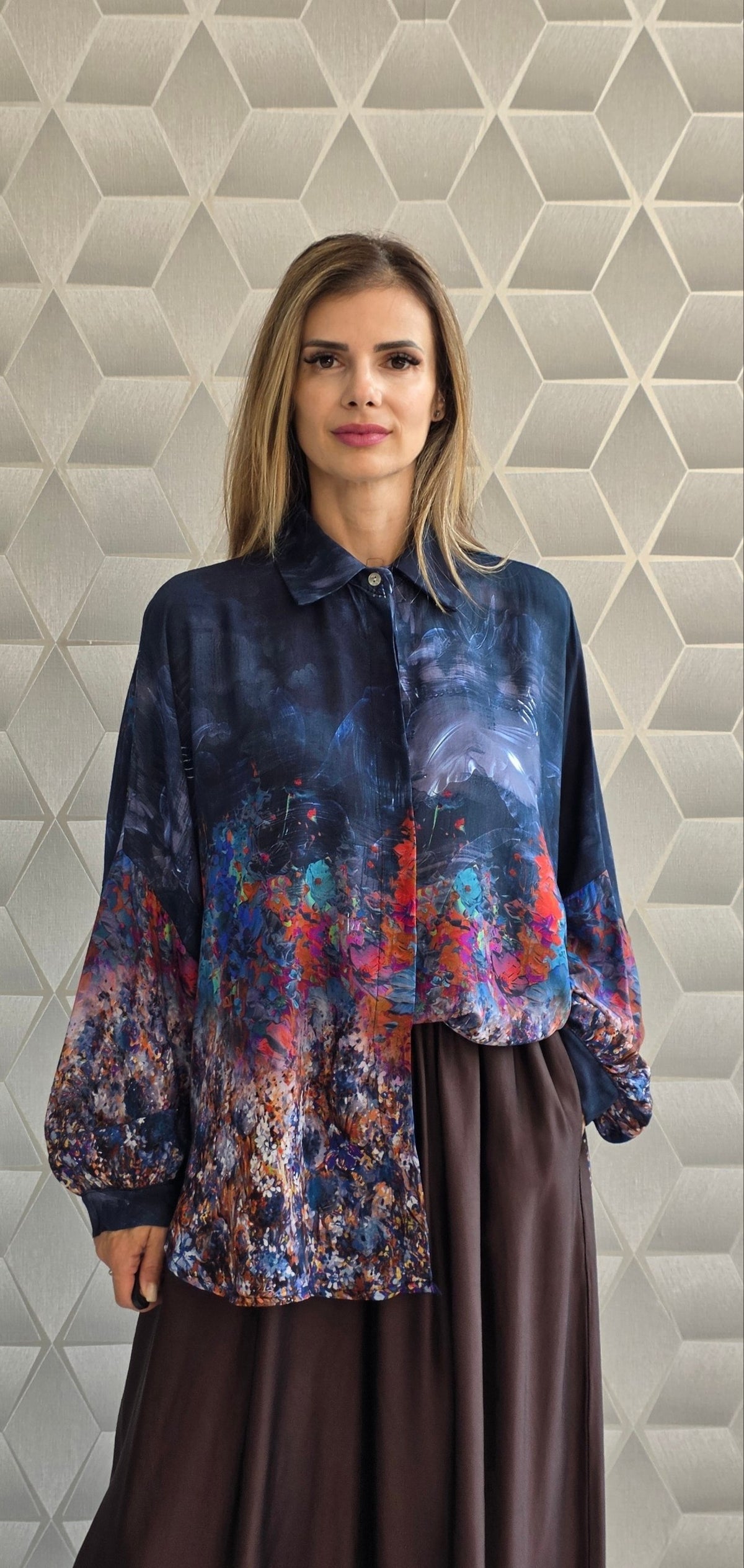 Bluza din matase si vascoza Hanna