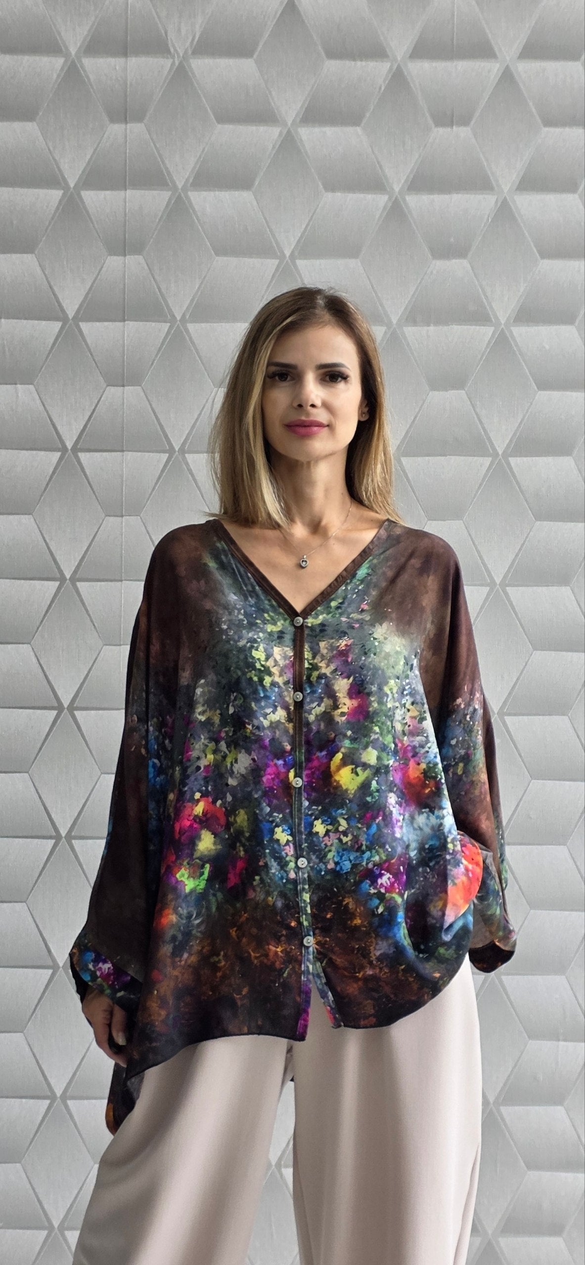 Bluza din matase si vascoza Aura