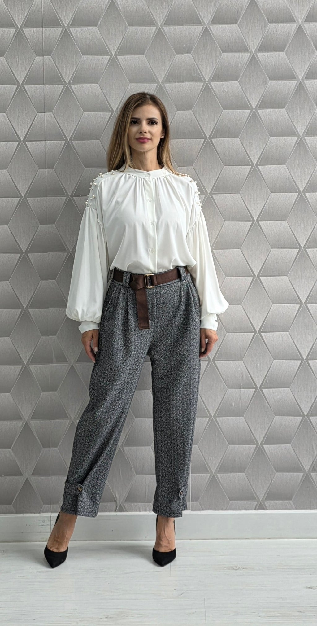 Pantaloni din stofa cu bumbac Fantasia