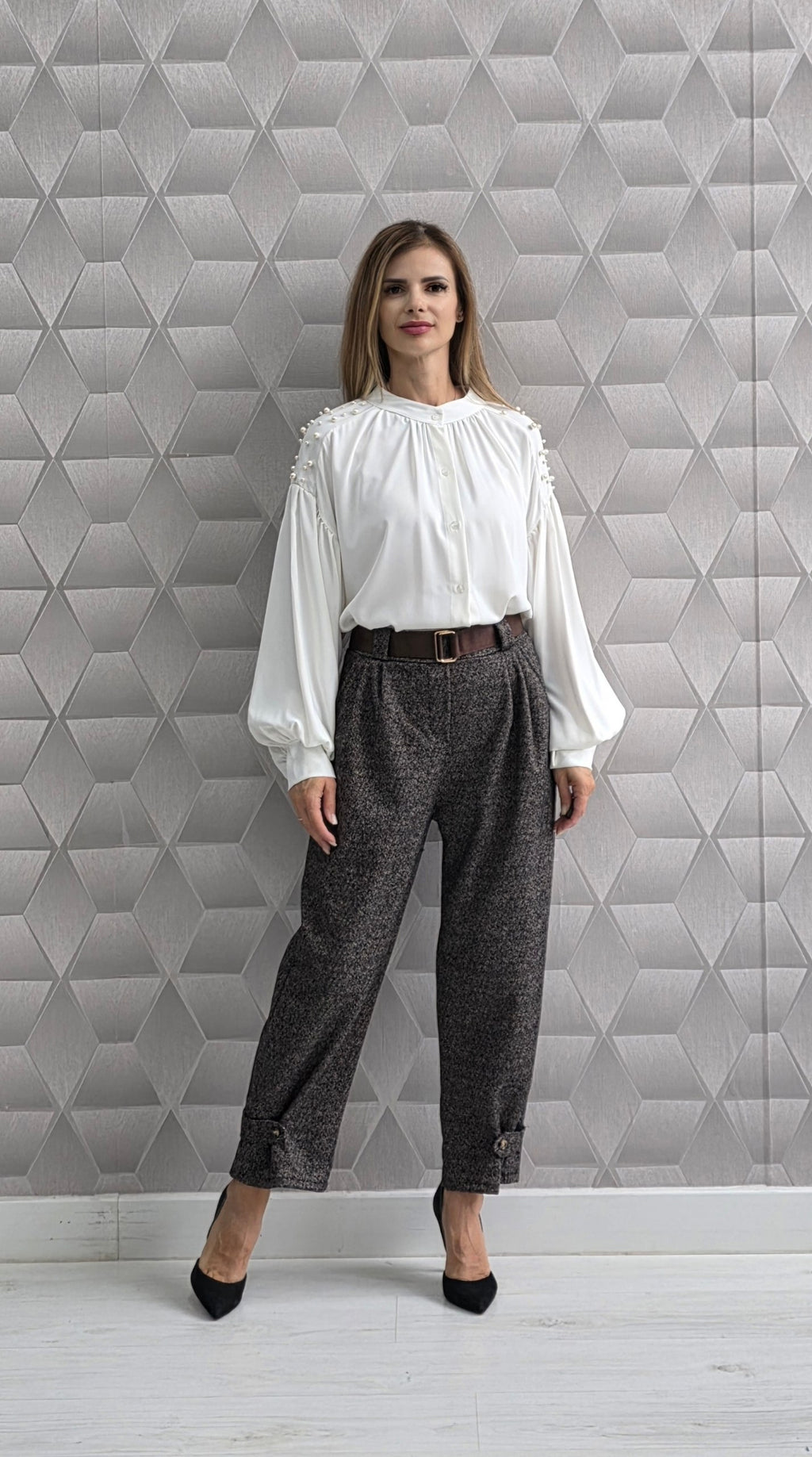 Pantaloni din stofa cu bumbac Fantasia