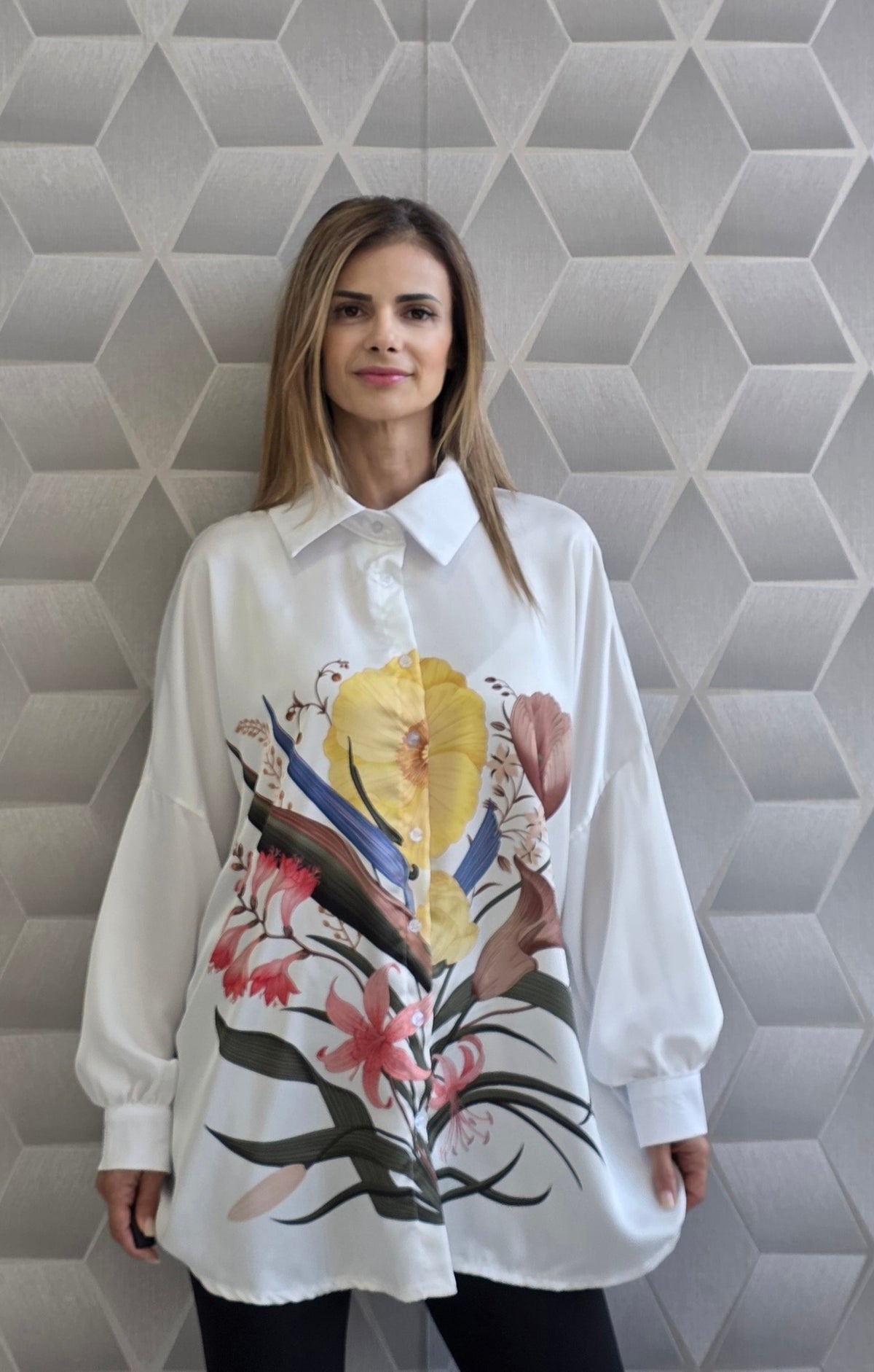 Camasa satin model floral
