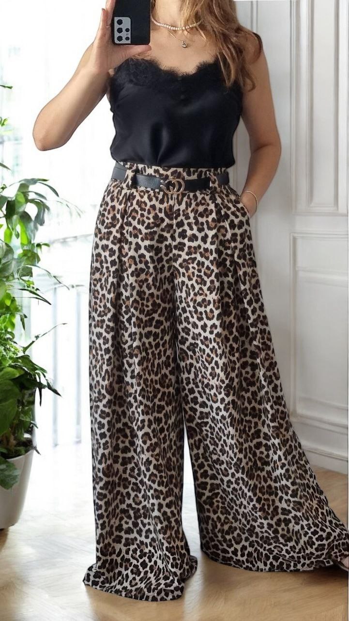 Pantaloni vaporosi animal-print Cerasela