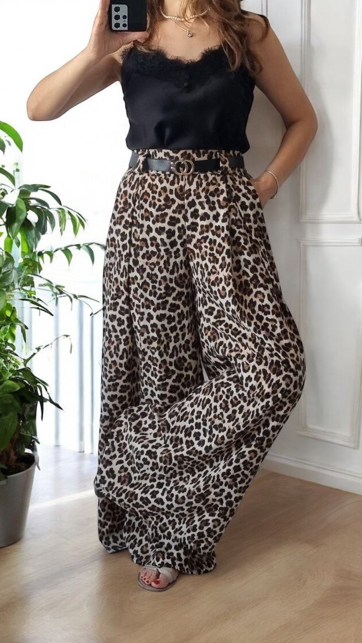 Pantaloni vaporosi animal-print Cerasela