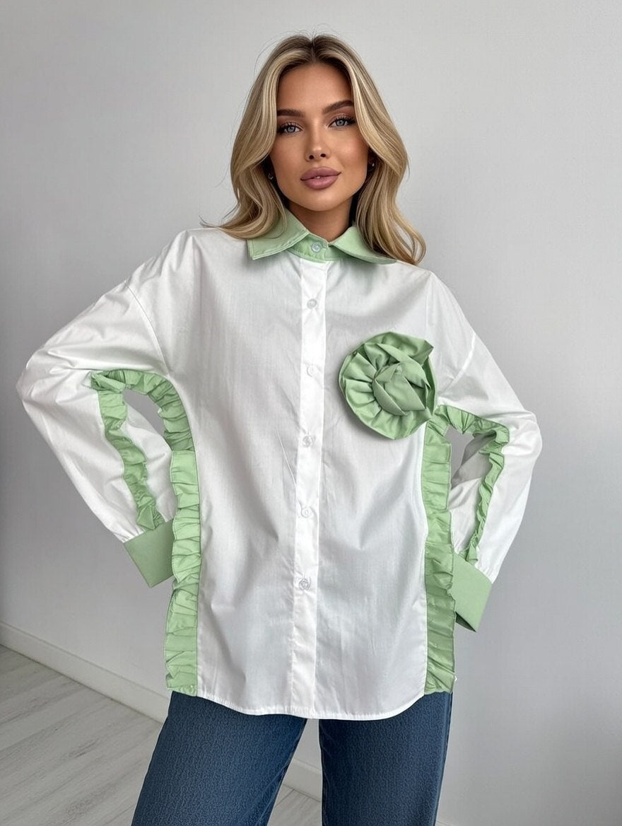 Camasa din bumbac cu trandafir detasabil Rosey